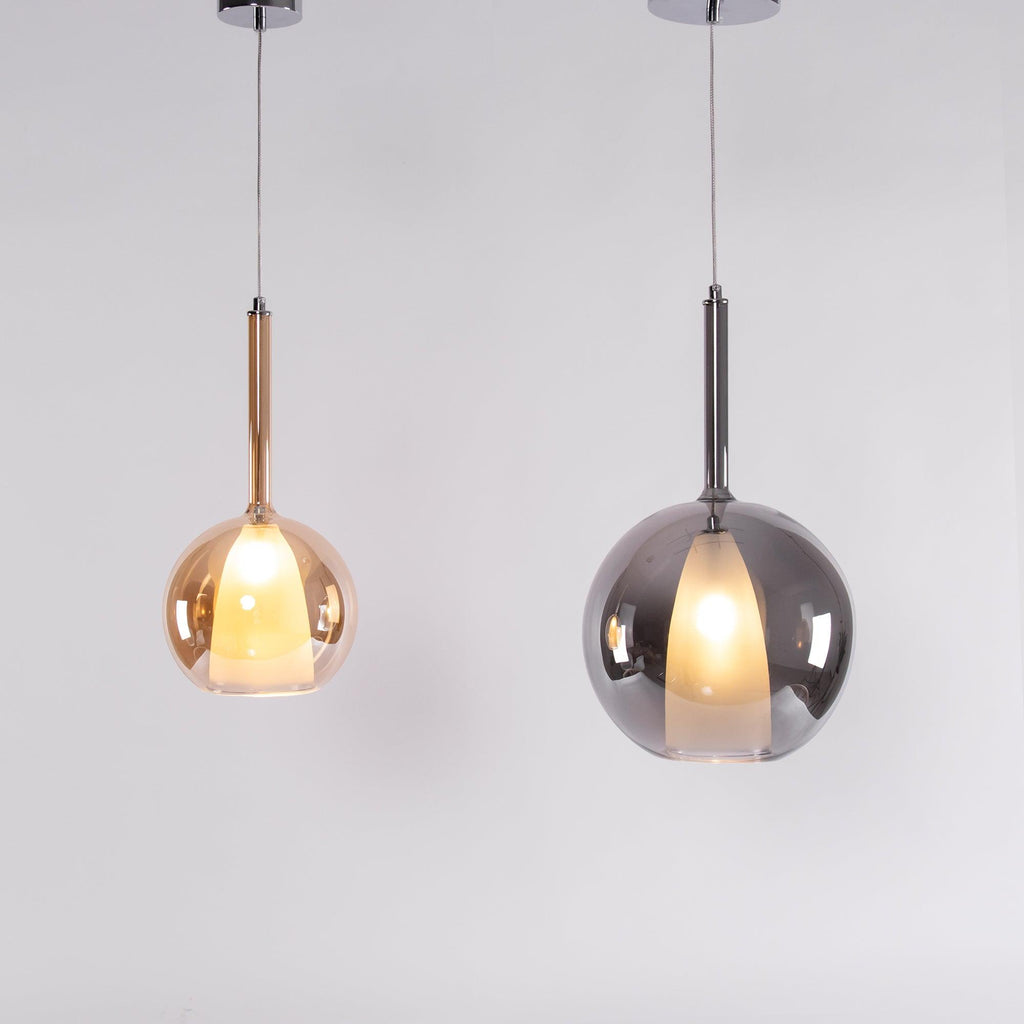 Glo Pendellampe, Tonet Blæst Glasglobus, G4 LED, Dæmpbar