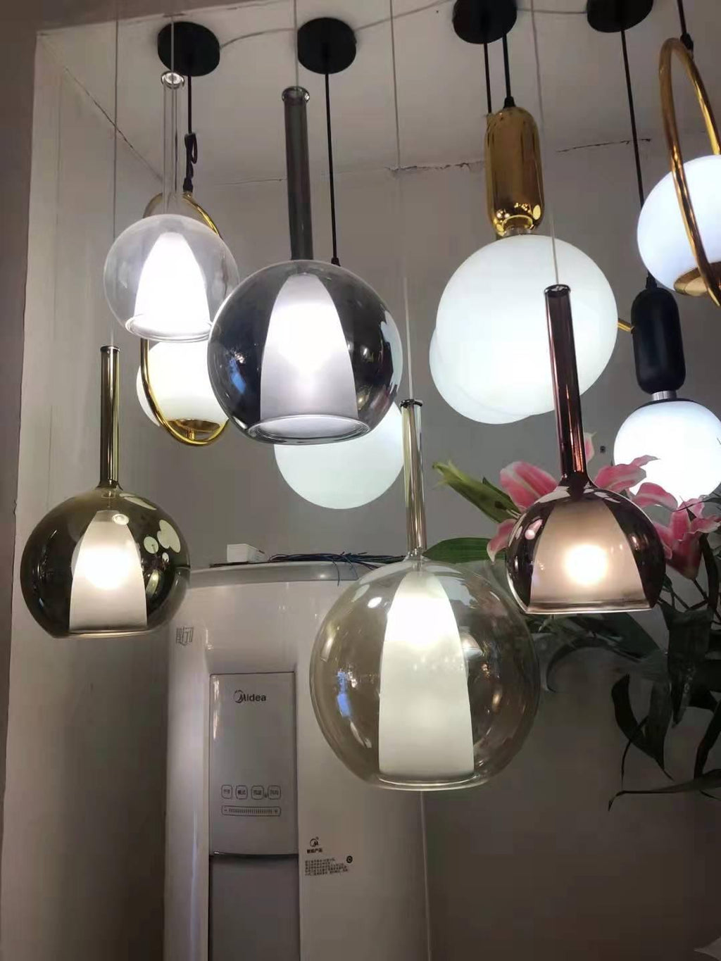 Glo glass globe pendant light with warm G4 LED glow