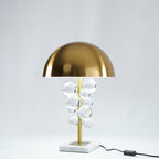 Warm light scattering through clustered glass spheres on the lamp