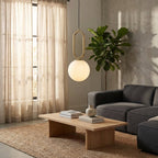 Glass Sphere Pendant Light, Gold-Toned Frame, Frosted Globe Shade, 12-Inch