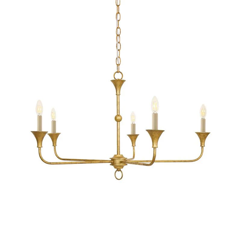 Candle chandelier shown in gold leaf finish