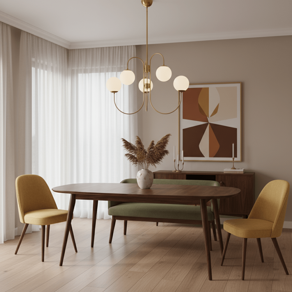 Gooseneck chandelier suspended from a ceiling canopy