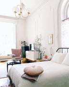 Gooseneck Chandelier, Wrought Iron, White Glass Globes, E14
