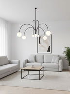 Gran Finale pendant with white glass shades and copper finish