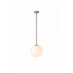 Six-head suspension light glowing softly above a space
