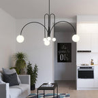 Gran Finale suspension with white glass shades and slender arms