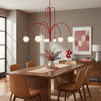 Gran Finale suspension with sculptural arms and white glass shades
