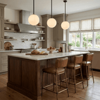 Six-head glass pendant light with sculptural fountain-like form