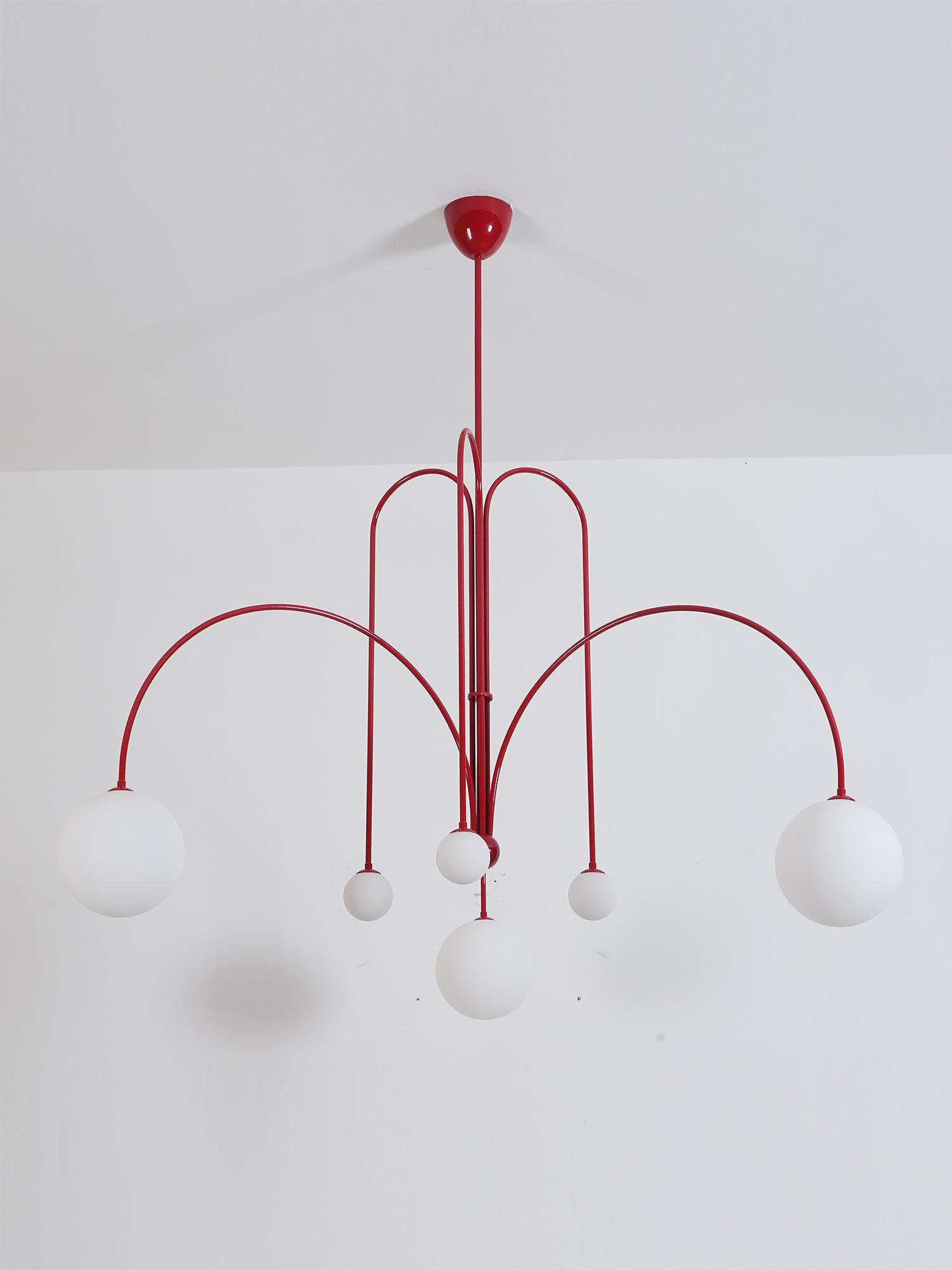 Pendant Light, Gran Finale 6-Head Glass Suspension, G9, Hardwired
