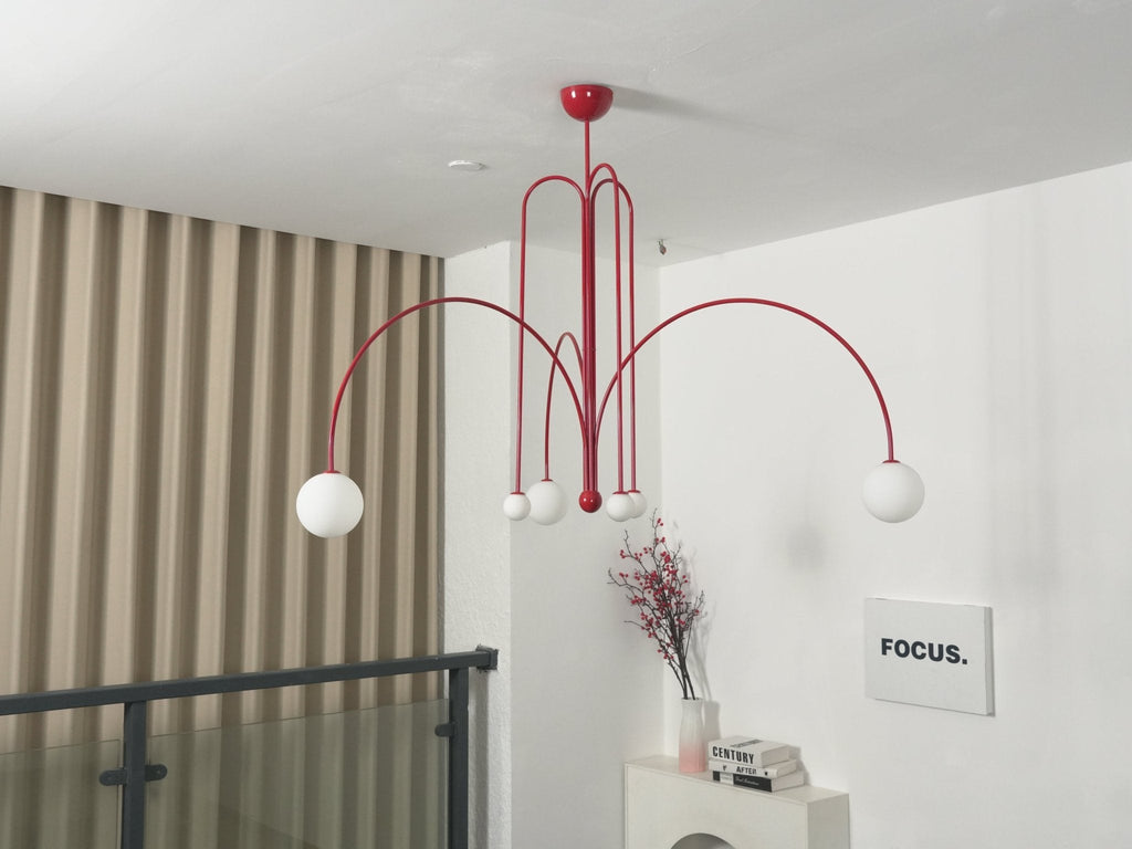 Pendant Light, Gran Finale 6-Head Glass Suspension, G9, Hardwired