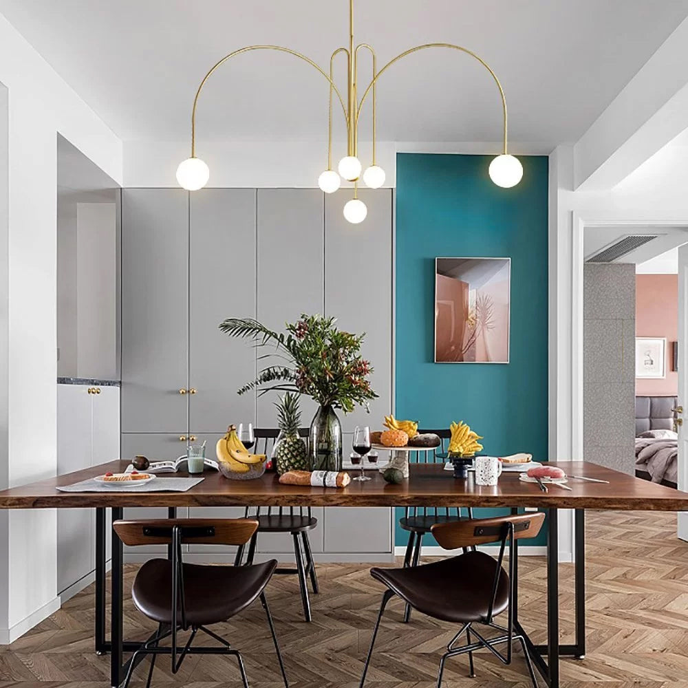 Pendant Light, Gran Finale 6-Head Glass Suspension, G9, Hardwired