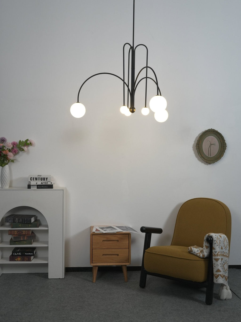 Pendant Light, Gran Finale 6-Head Glass Suspension, G9, Hardwired