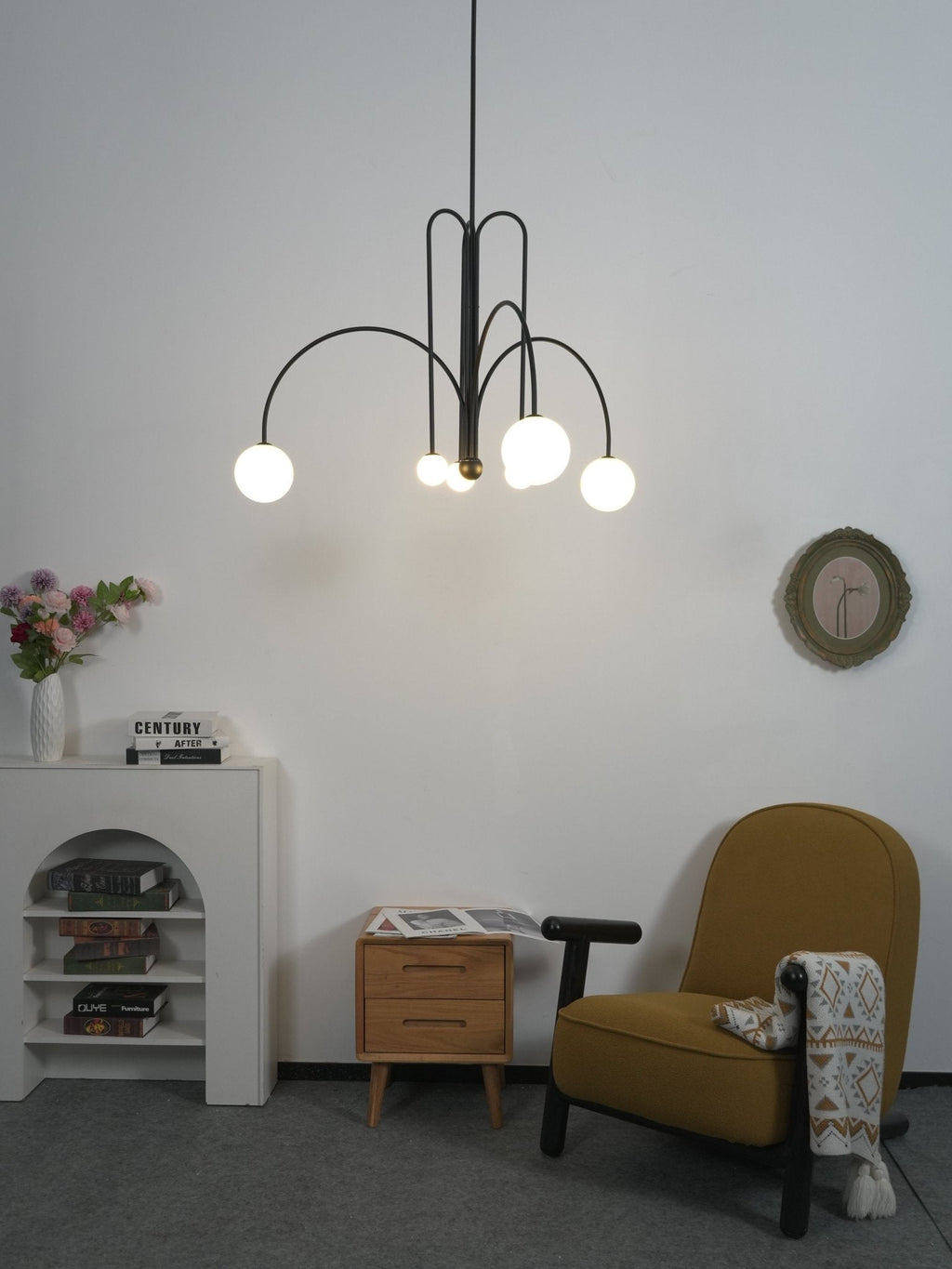 Pendant Light, Gran Finale 6-Head Glass Suspension, G9, Hardwired