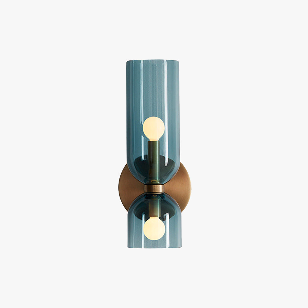 Wall Sconce Light, Valentina Cylindrical Glass Shade, Blue Gray or White