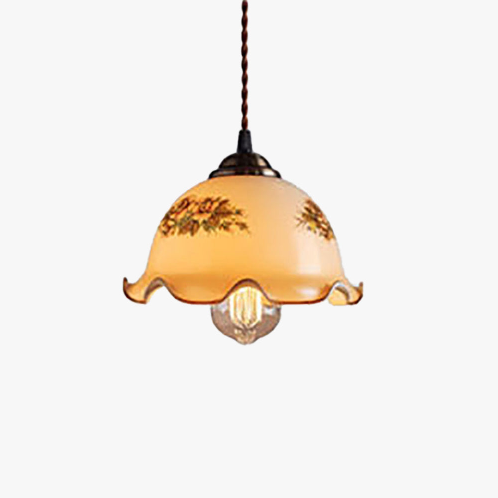 Glas-Pendelleuchte in Blumenform, weißer Kuppelschirm, E26-Leuchtmittel, Arbeits- und Wohnzimmer