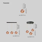 Polyeder LED-pendellampe med fasetterte glasspaneler, 1 eller 3 lyskilder
