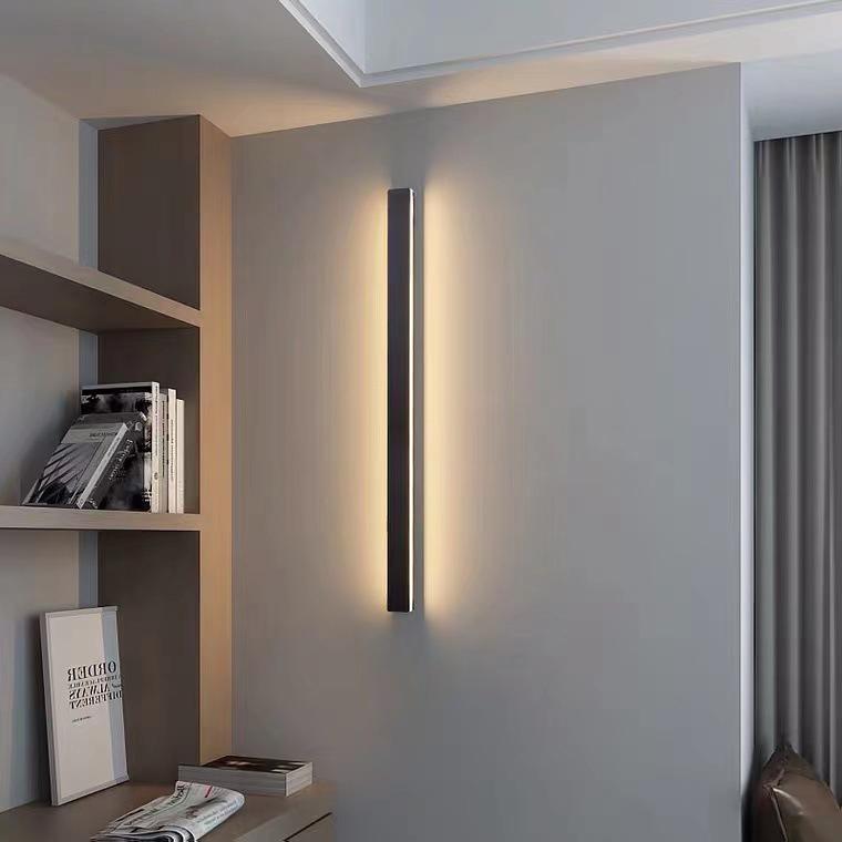 Udendørs veranda lampe, Zebadi lineær LED vægarmatur i sort