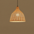 Lustre de Sino em Bambu, Abajur Boho Feito à Mão, Diâmetro de 12 Polegadas