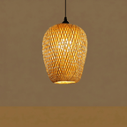 12-Inch Bamboo Lantern Pendant Light, Handwoven Tall Shade Design