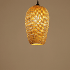 12-Inch Bamboo Lantern Pendant Light, Handwoven Tall Shade Design