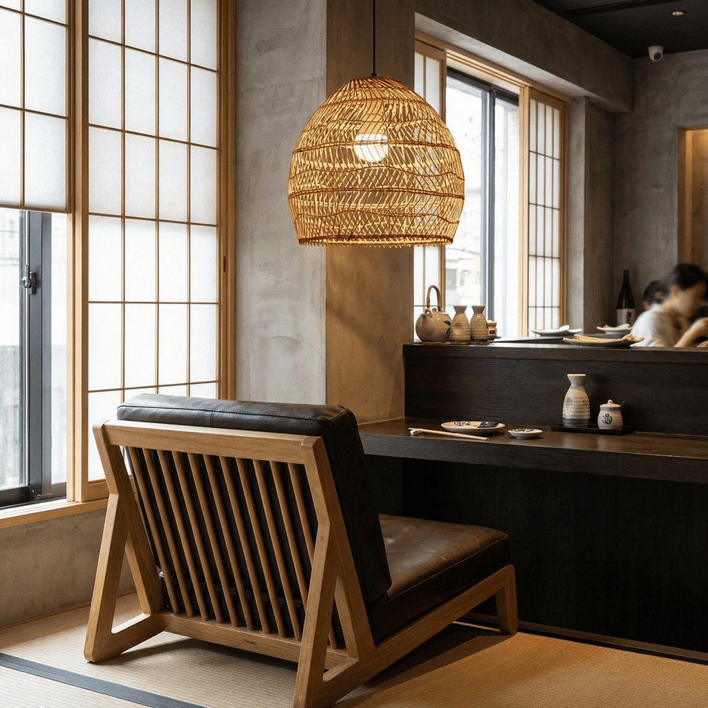 Suspension en bambou tissé durable, abat-jour cloche bohème  