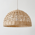 Rattan kuppelpendel, håndvevd kurvskjerm, 12-tommers diameter