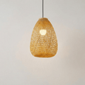 Rattan Bamboo Dome Pendant Light, Handwoven 40cm Living-Room Fixture