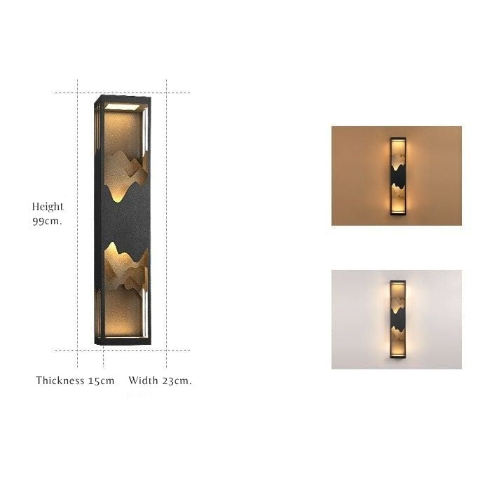 Luz de Varanda Exterior Solar com Paisagem Montanhosa, Lâmpada de Parede em Aço Inoxidável Selna
