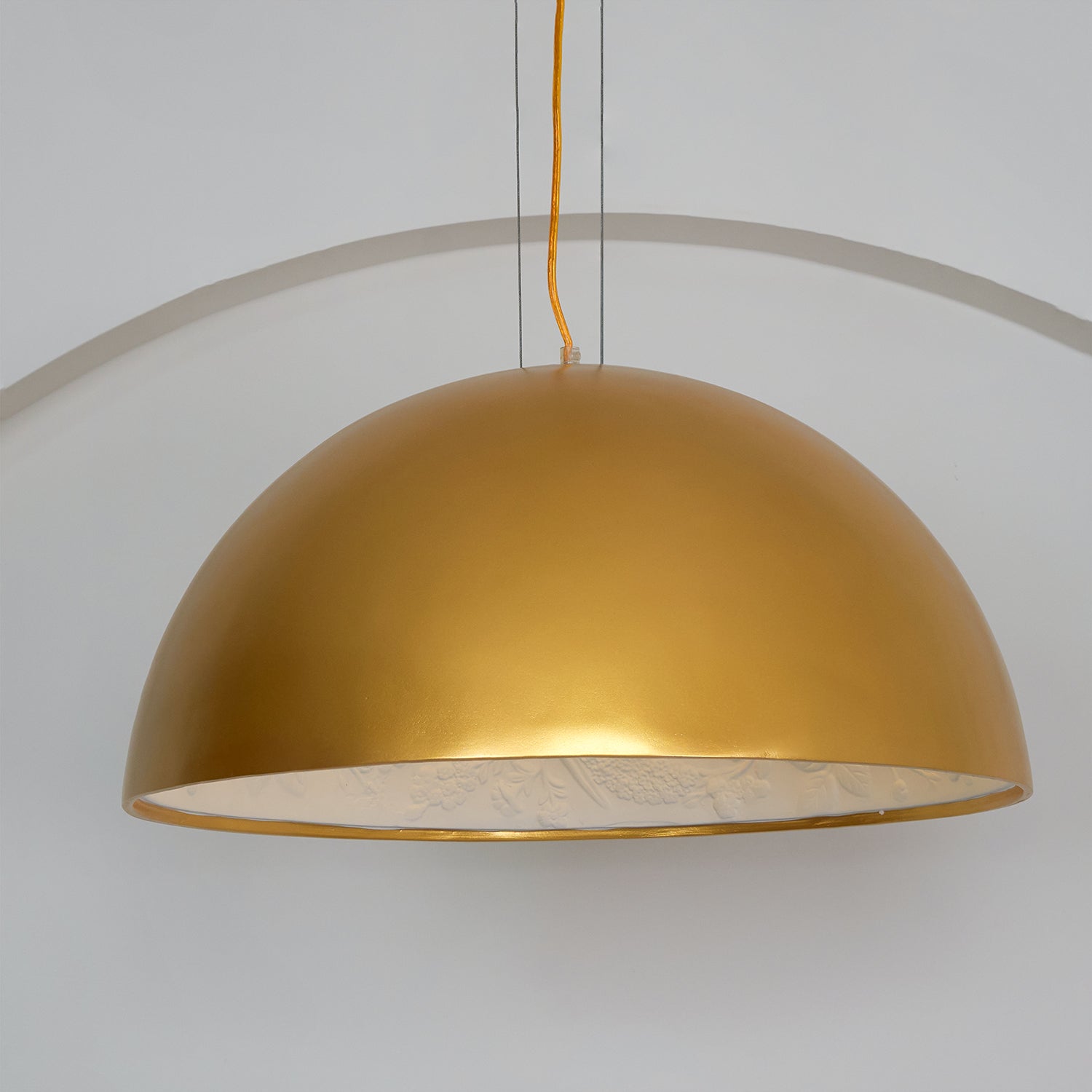 Pendant Light, Cast Plaster Hemisphere Diffuser, E27, 6 Finishes