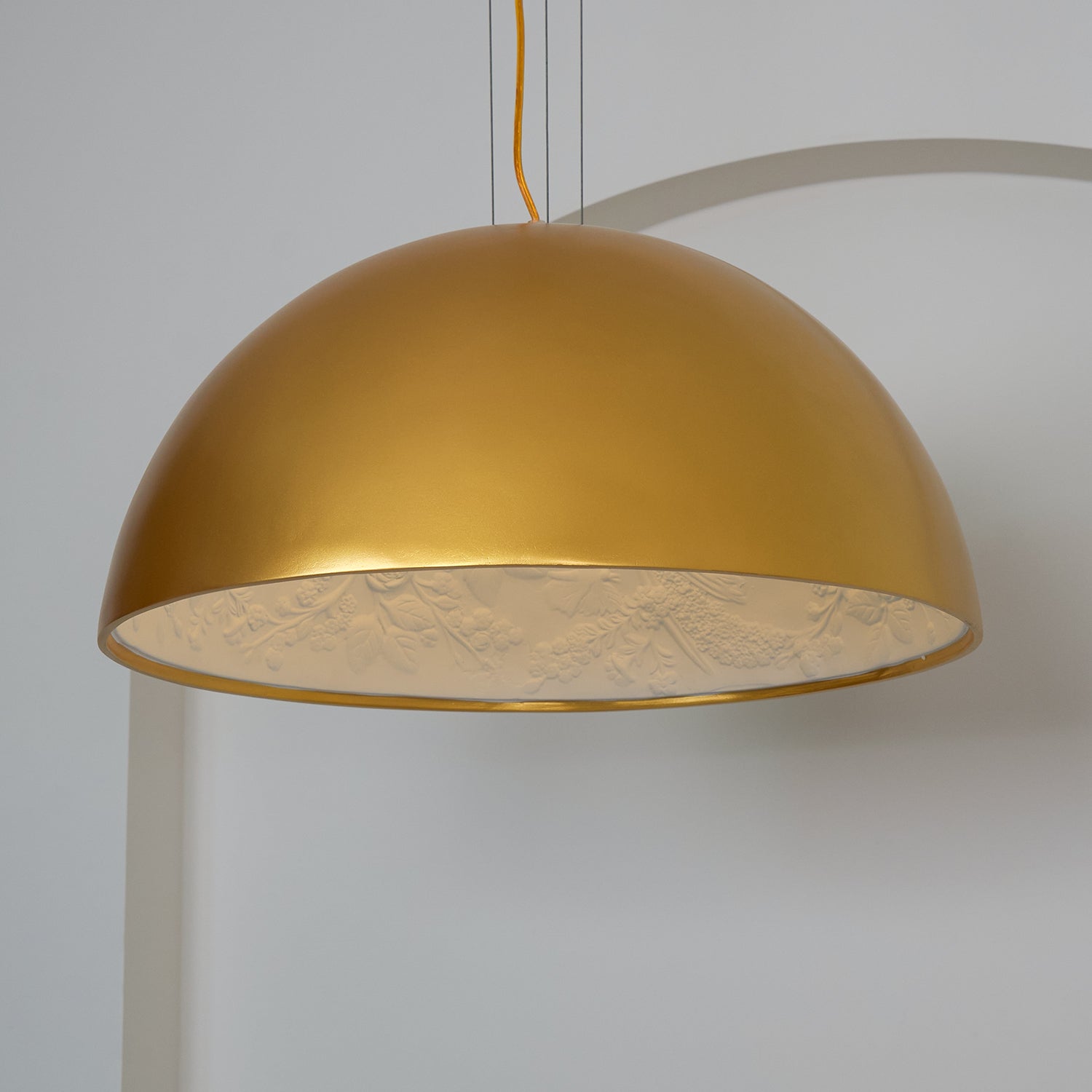 Pendant Light, Cast Plaster Hemisphere Diffuser, E27, 6 Finishes