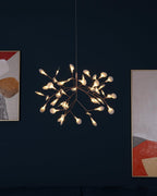 Rose gold firefly chandelier detail showing leaf placement