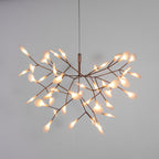 Firefly LED-lysekrone, roseguld gren, polykarbonat blade, dæmpbar