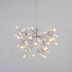Firefly LED-lysekrone, roseguld gren, polykarbonat blade, dæmpbar