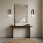 Bronze horsehair wall lamp with flowing mane and glass shade