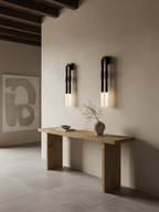 Horsehair wall lamp iron mane catching the light in detail