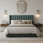 Wrought-iron horse mane wall lamp glowing in a dim room