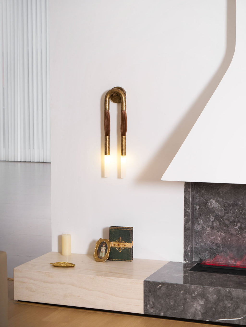 Horsehair Wall Lamp, Wrought Iron, White Glass Shade, G9, 3000K