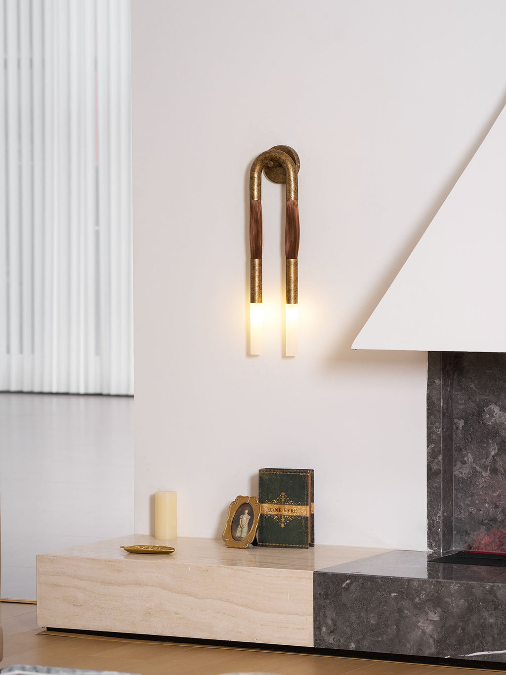 Horsehair Wall Lamp, Wrought Iron, White Glass Shade, G9, 3000K