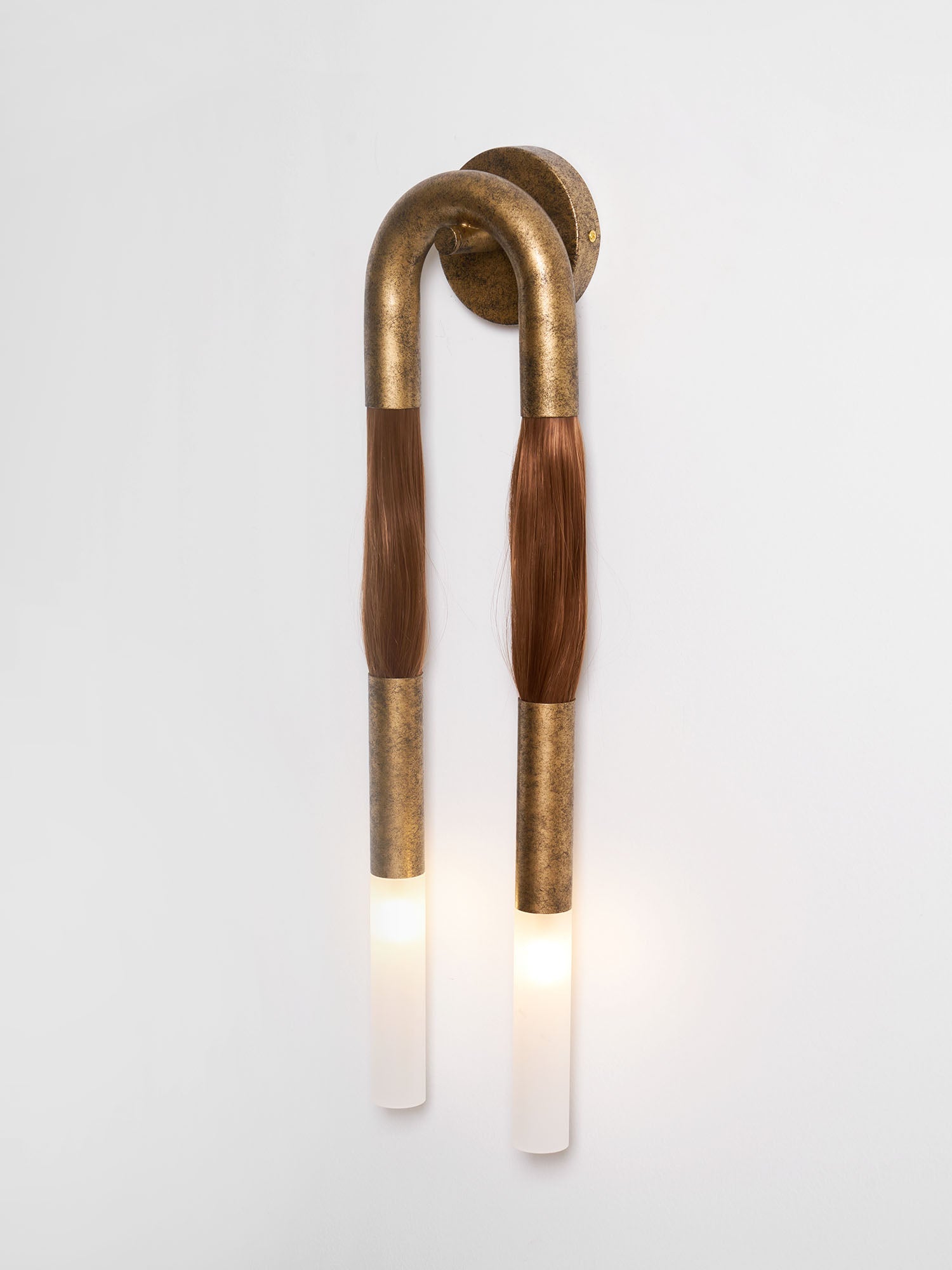 Horsehair Wall Lamp, Wrought Iron, White Glass Shade, G9, 3000K