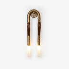 Horsehair wall lamp with white glass shade and iron frame