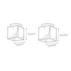 Dimension drawing for the Usilia alabaster ceiling light showing the 12cm/4.7in and 15cm/5.9in square sizes.