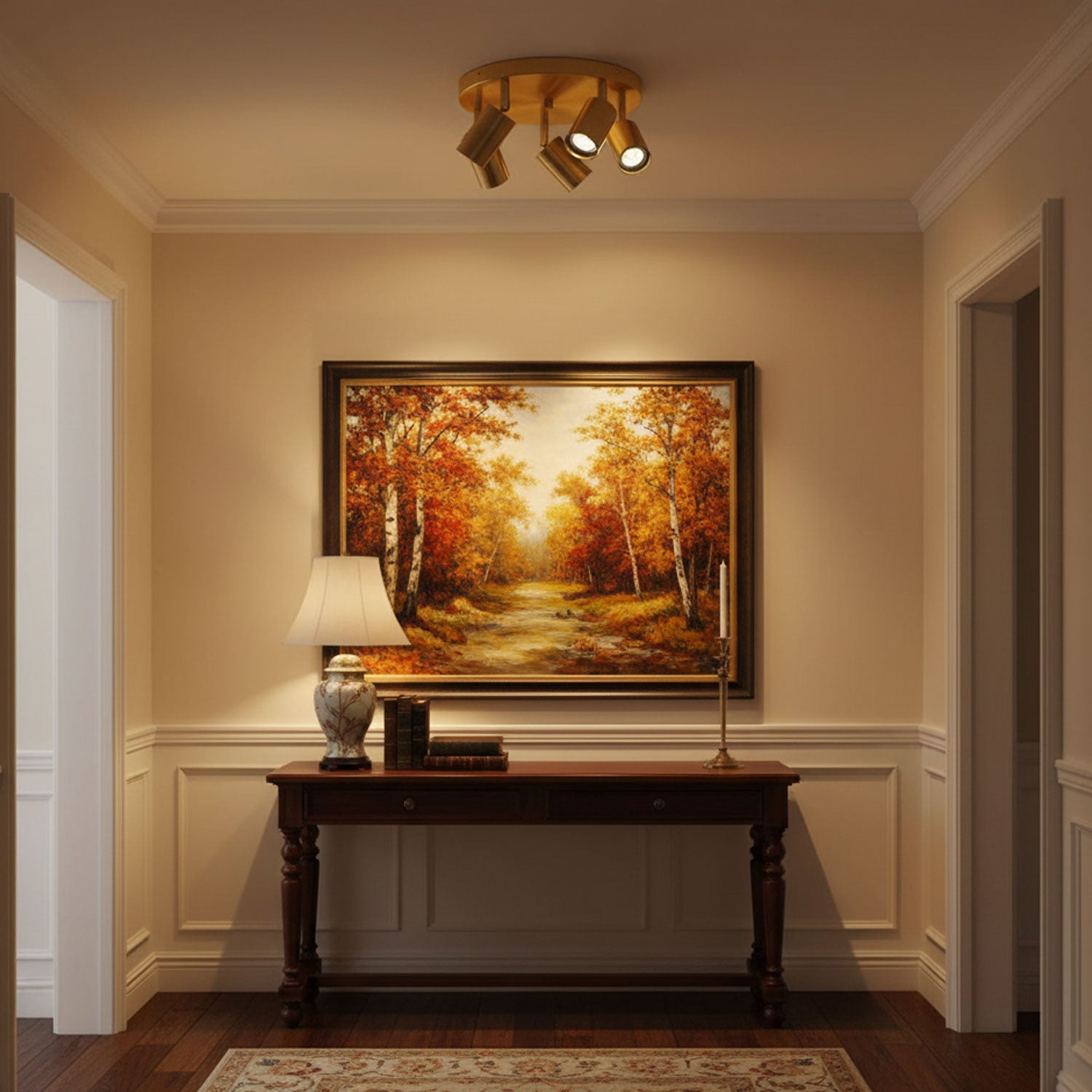 Black spotlight ceiling light with five GU10 directional heads