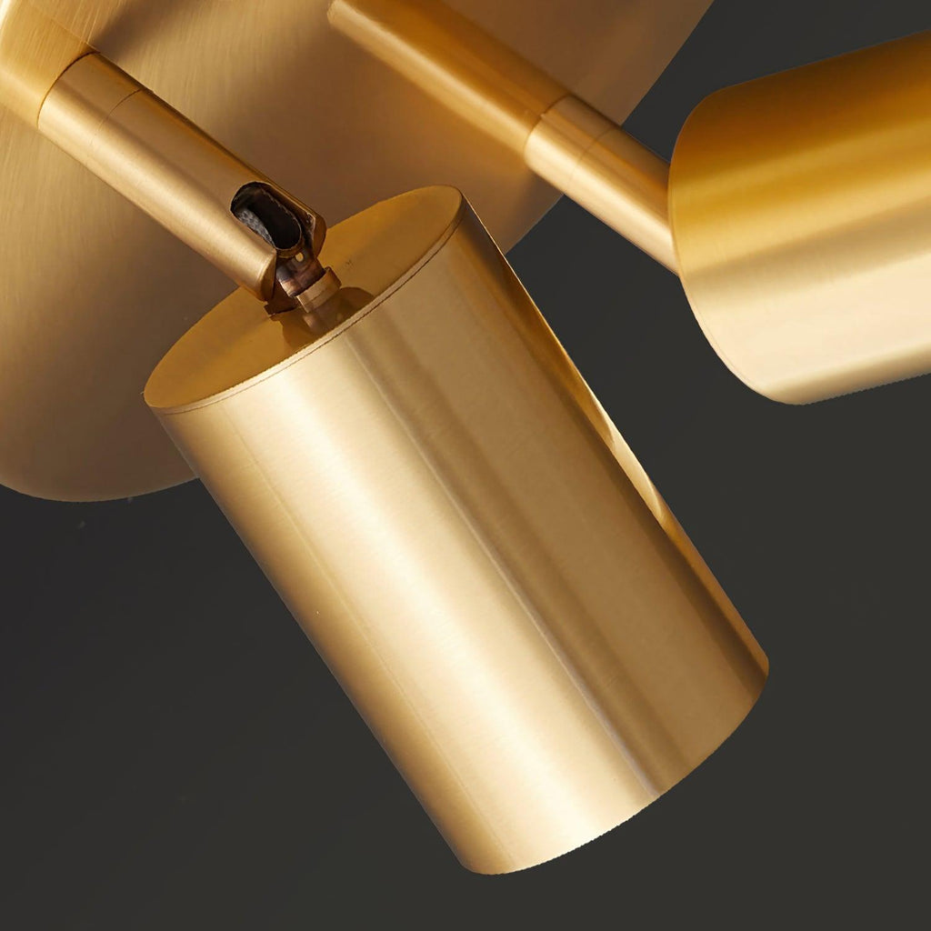 Hugo ceiling light with metal and brass directional spotlights