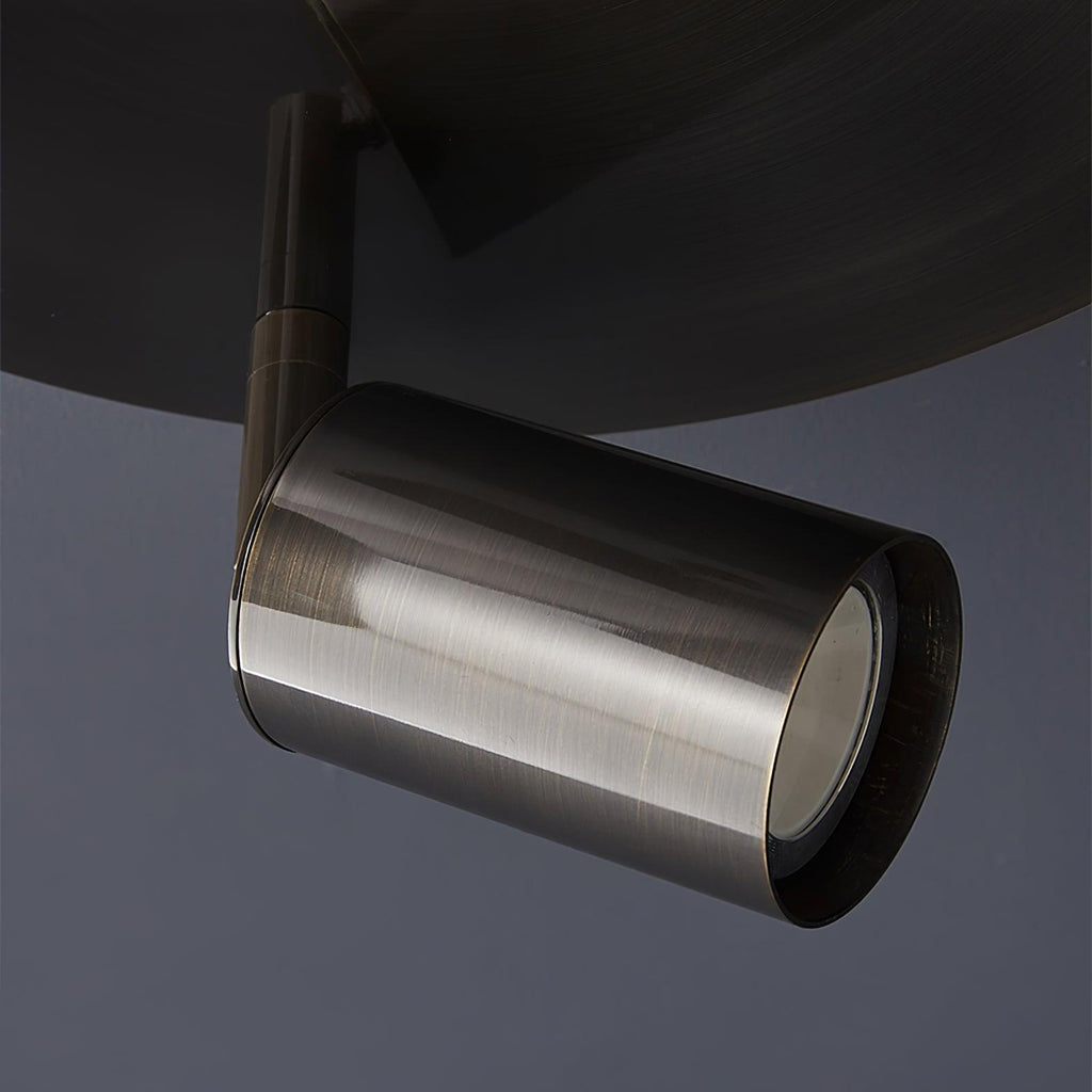 Brass spotlight ceiling light with adjustable GU10 heads mounted
