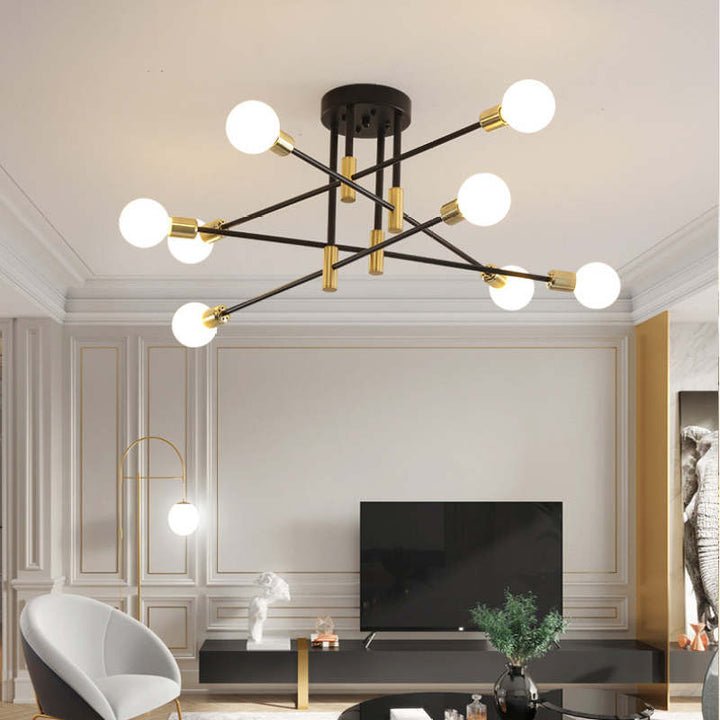 Branching Multi-Arm Ceiling Light, Round Glass Globe Diffusers