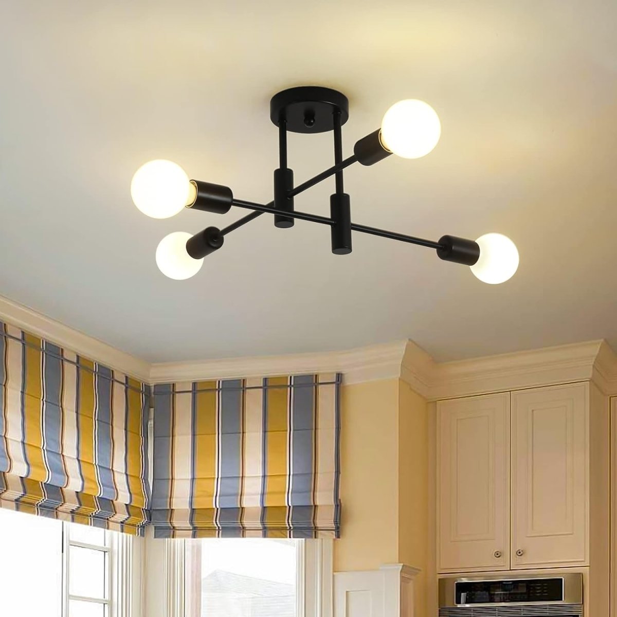 Branching Multi-Arm Ceiling Light, Round Glass Globe Diffusers