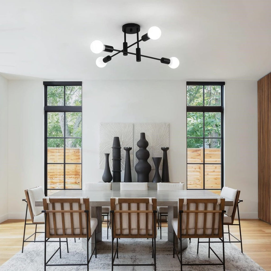 Branching Multi-Arm Ceiling Light, Round Glass Globe Diffusers