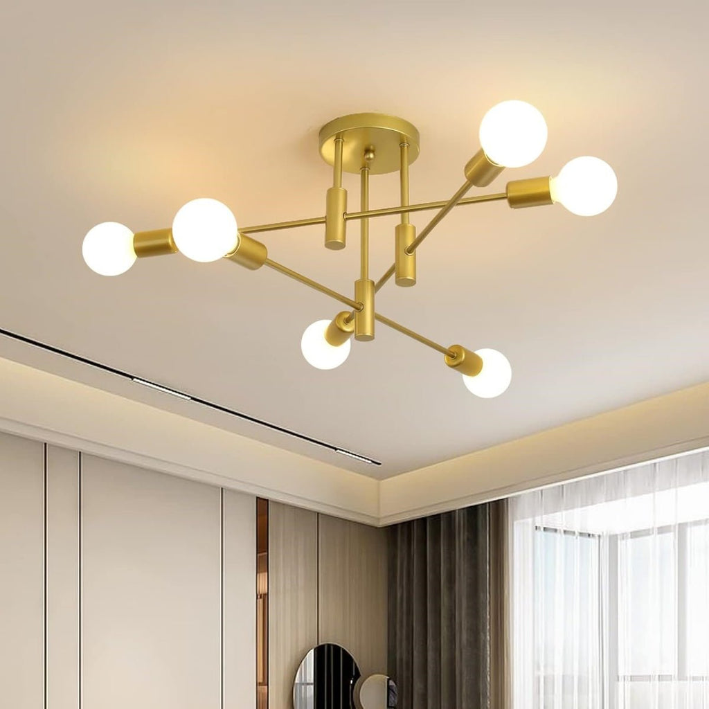 Branching Multi-Arm Ceiling Light, Round Glass Globe Diffusers