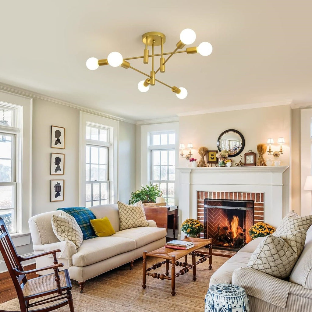 Branching Multi-Arm Ceiling Light, Round Glass Globe Diffusers