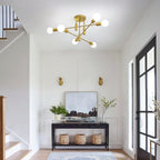 Branching Multi-Arm Ceiling Light, Round Glass Globe Diffusers